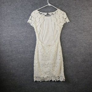 Lulus Dress Womens Size Small White Lace Open Back Short Sleeve
